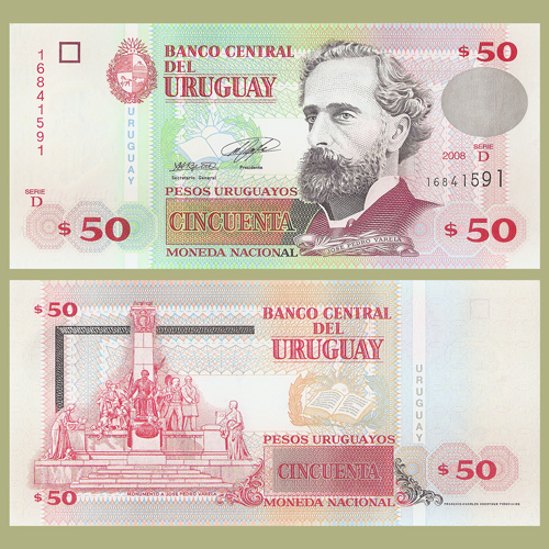 Uruguay - Billete 50 Pesos Uruguayos 2008, Notafilis Uruguay - Billete 50 Pesos Uruguayos 2008, Notafilis